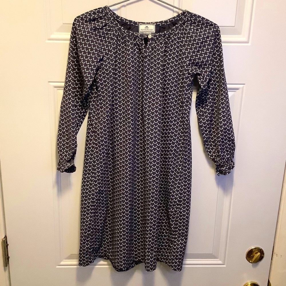 Petite Plume Navy Nordic Antlers Delphine Nightgown Sleep Dress Girls' Sz 8